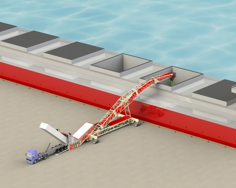 Single Feeder Cambered Boom Shiploader