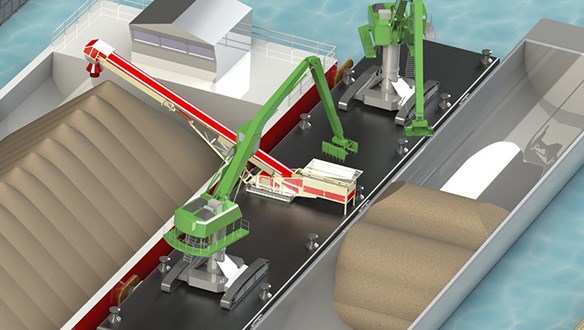 Hopper Feeder Transhipping, Small to Large Vessel